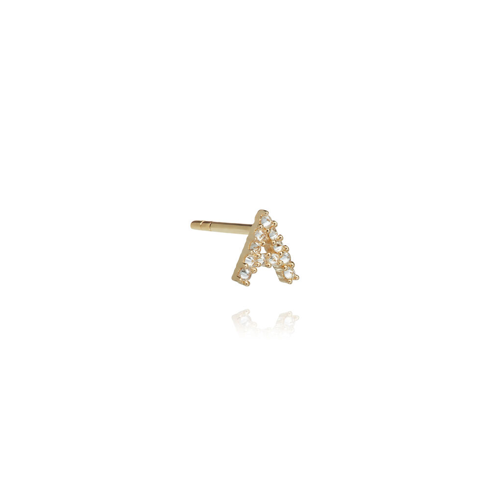 18ct Gold Diamond Initial A Single Stud Earring | Annoushka jewelley
